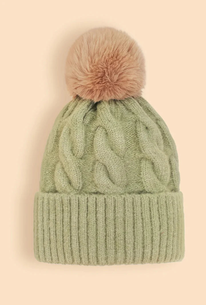Powder, Svana Bobble Hat - Sage Powder