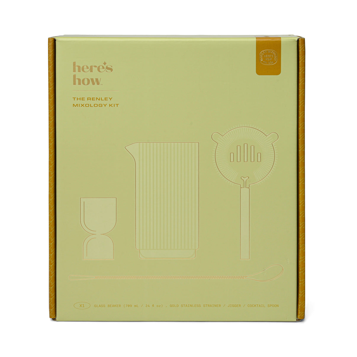 The Renley Bar Tool Set - Jigger, Strainer, Spoon and Beaker Quinlan's Gifts