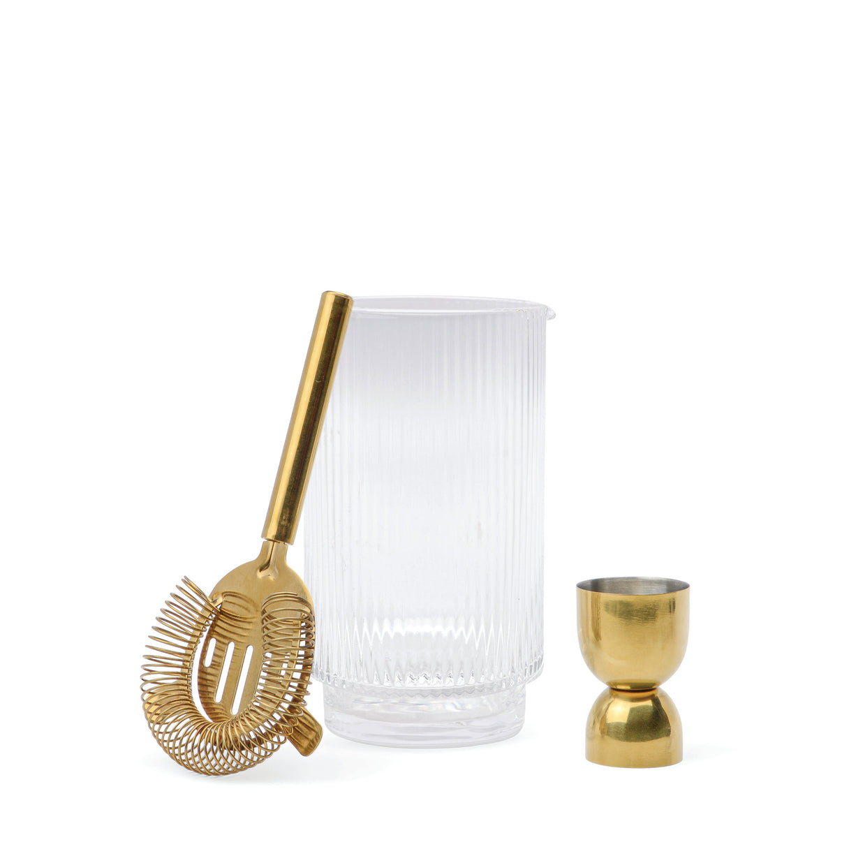 The Renley Bar Tool Set - Jigger, Strainer, Spoon and Beaker Quinlan's Gifts