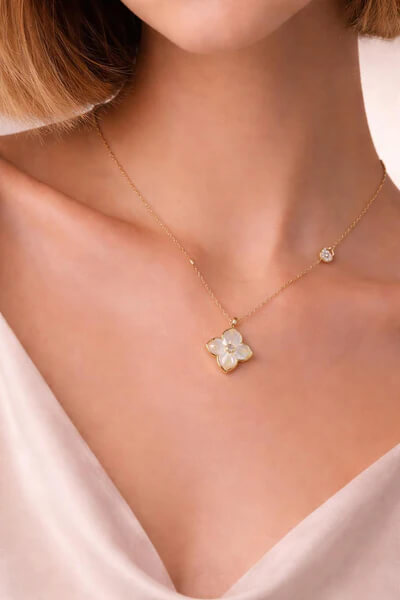 The Pink Box Mother of Pearl Floral Charm Pendant