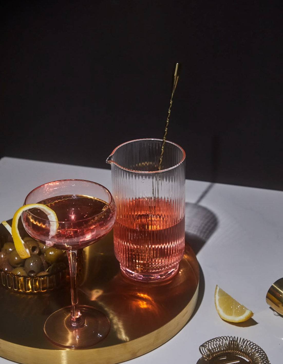 The Renley Bar Tool Set - Jigger, Strainer, Spoon and Beaker