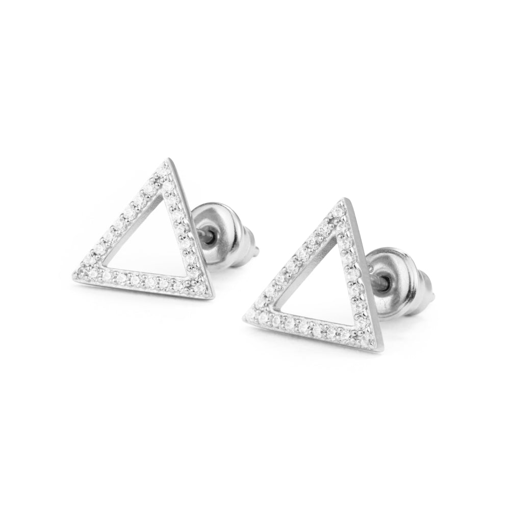 Toolally, Triangle Studs - Silver & Cubic Zirconia Toolally