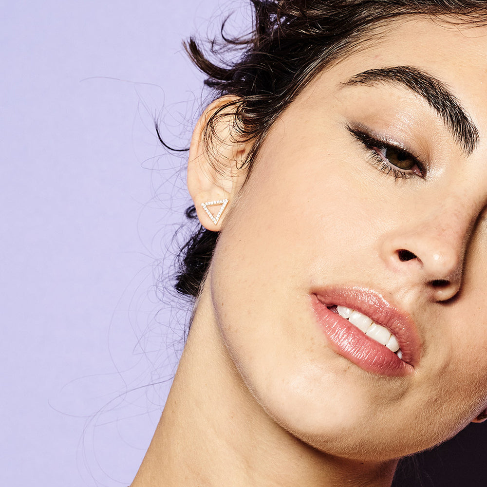 Toolally, Triangle Studs - Silver & Cubic Zirconia Toolally