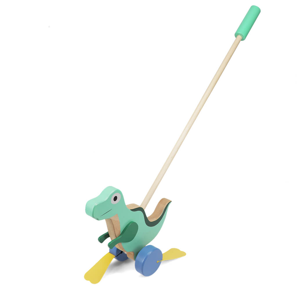 Wooden Push Along Walker Toy Flapping Dinosaur