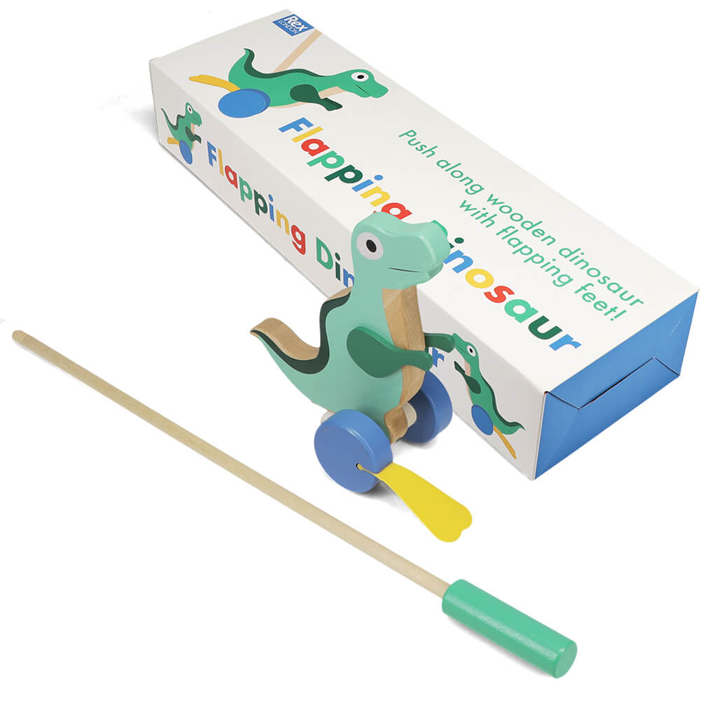 Wooden Push Along Walker Toy Flapping Dinosaur