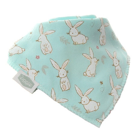 Ziggle, Bunnies On Mint Bib