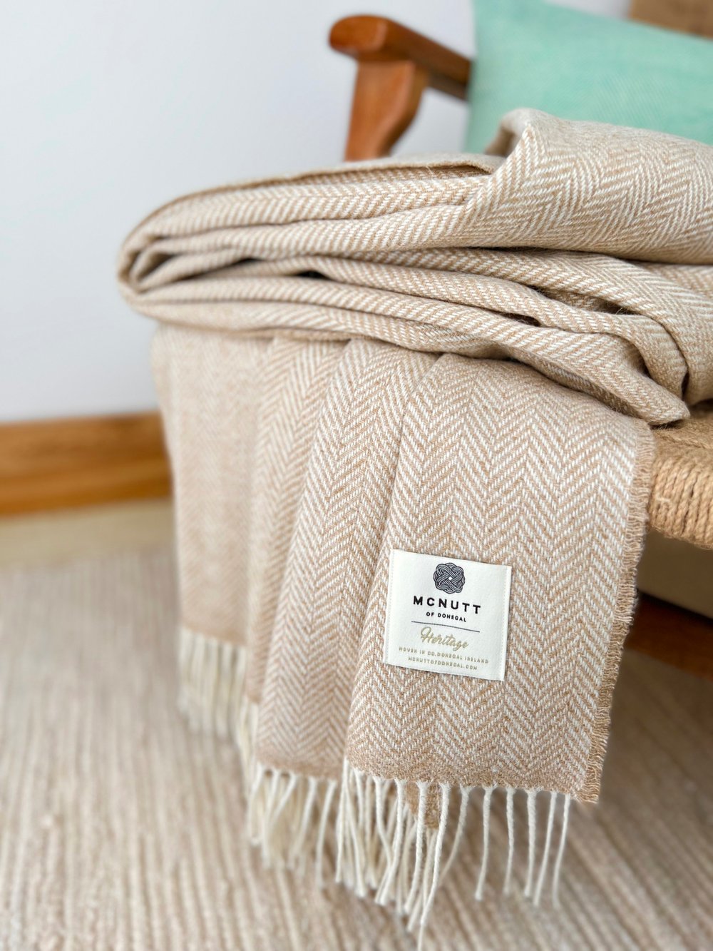 McNutt of Donegal, Sandstone Herringbone Throw McNutt of Donegal