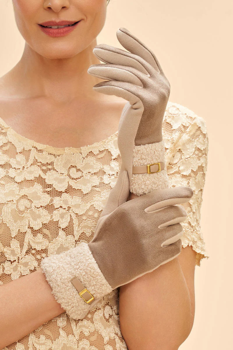 Powder, Audrey Faux Suede Gloves - Stone Powder