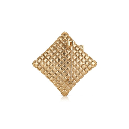 Square Brooch Green Stones