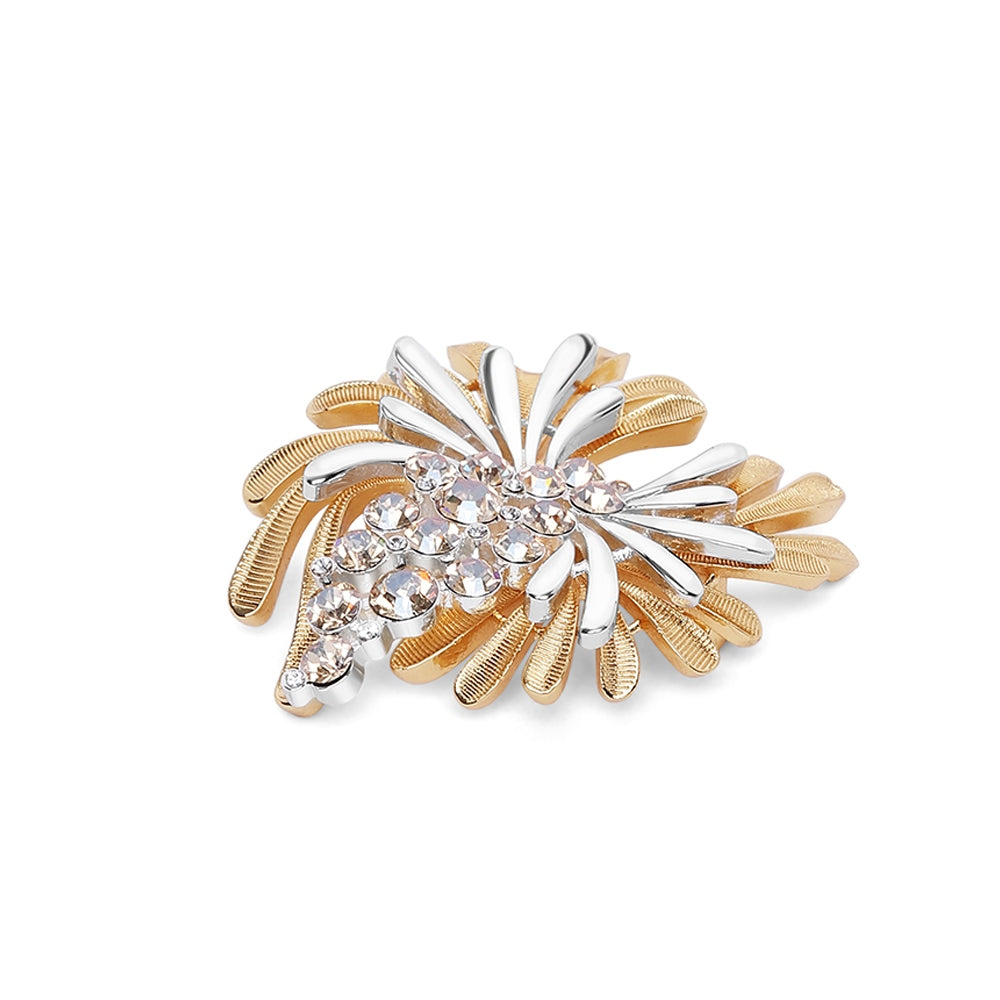Two Tone Brooch Crystal Honey