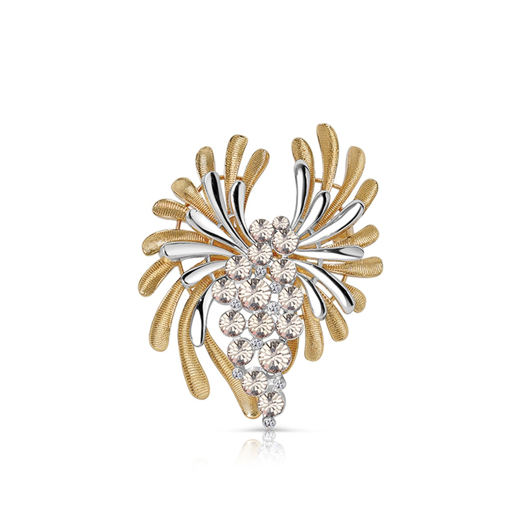 Two Tone Brooch Crystal Honey