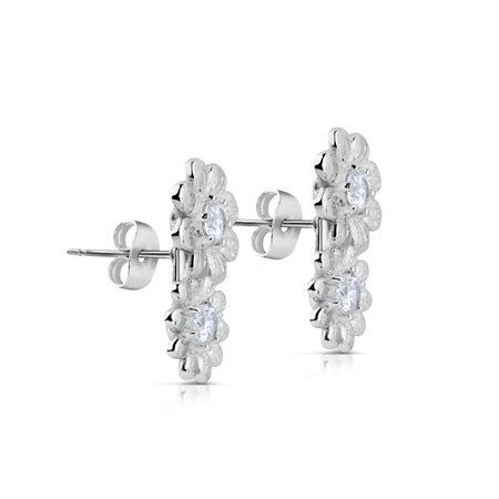 Newbridge, Silver Plated Double Floral Earrings