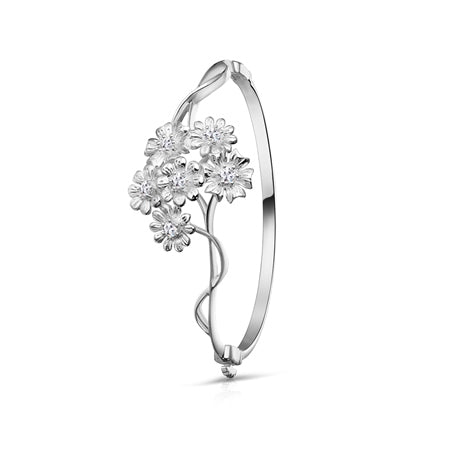 Newbridge, Silver Plated Floral Cluster Bangle