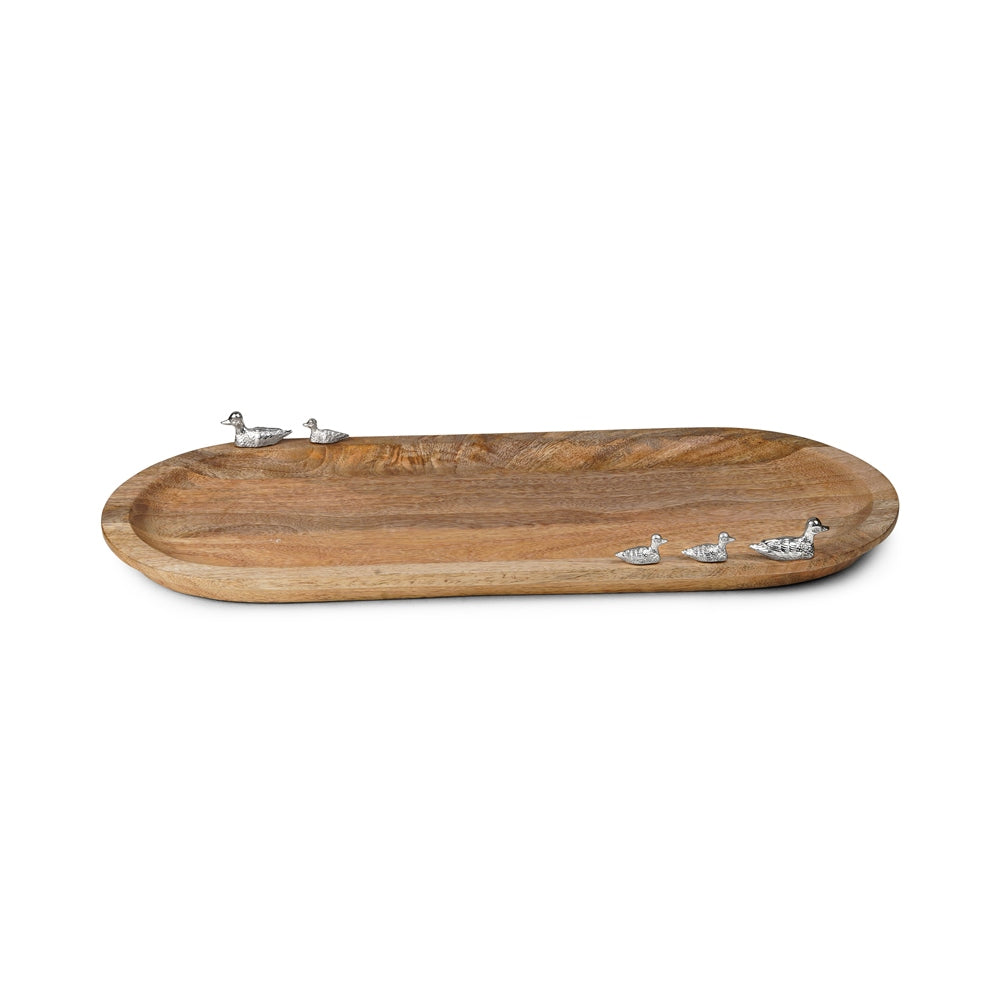 Newbridge Oval Mango Wood Tray Ducks Small