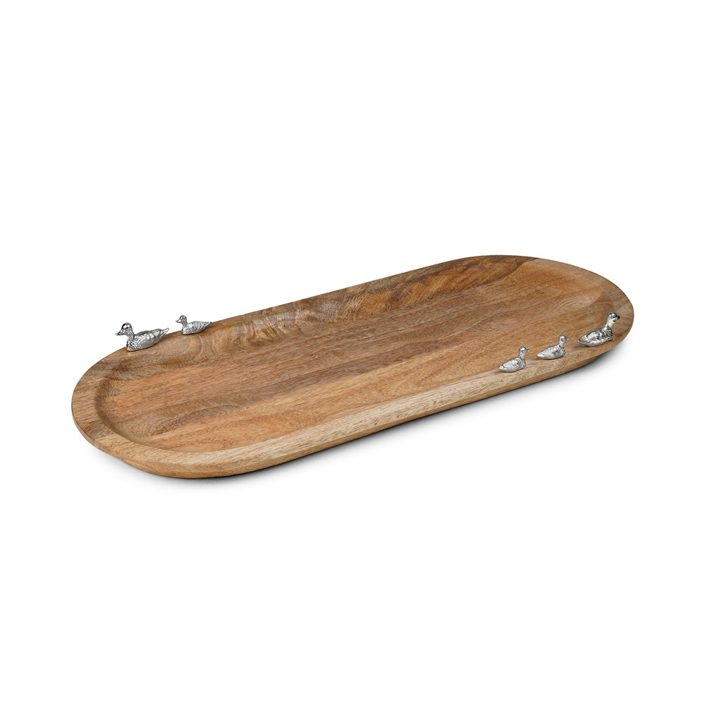 Newbridge Oval Mango Wood Tray Ducks Small
