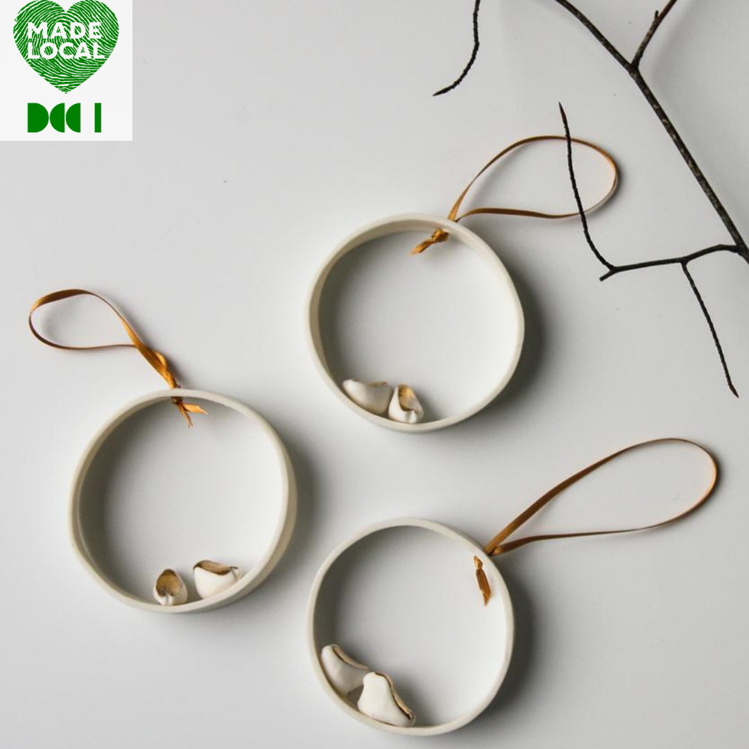 Karo Art, Porcelain Hoops - Love Birds Karo Art