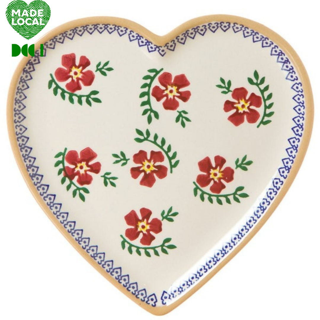 Nicholas Mosse, Medium Heart Plate  - Old Rose Nicholas Mosse