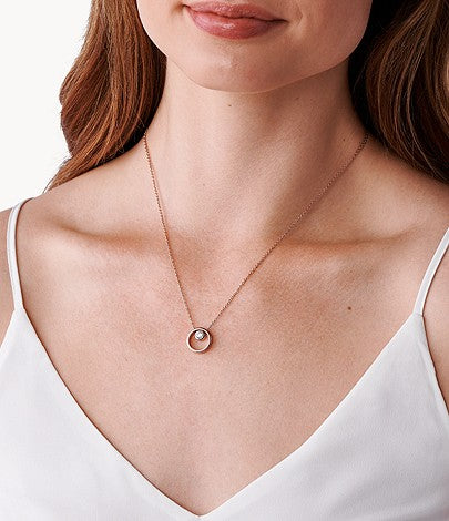 Skagen, Elin Crystal Circle Necklace Rose Skagen