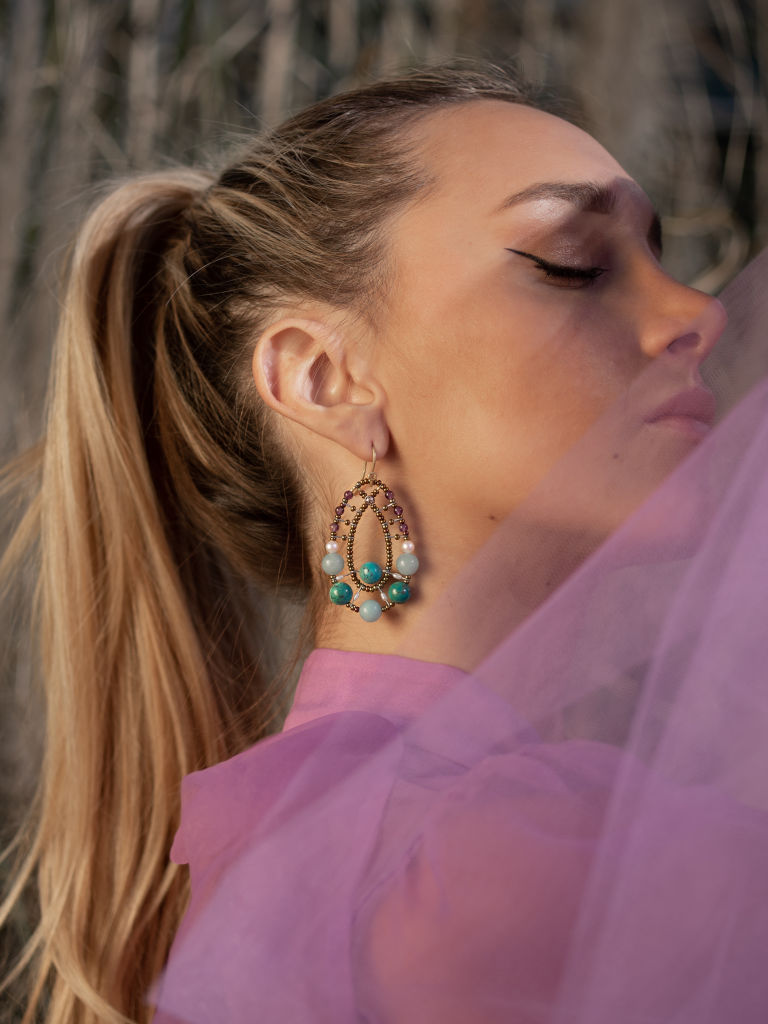 Earring Shinju Comet Azul