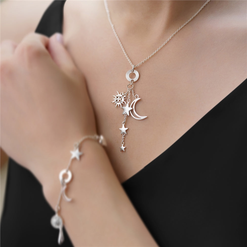 Newbridge, Sun , Moon & Stars Charm Necklace