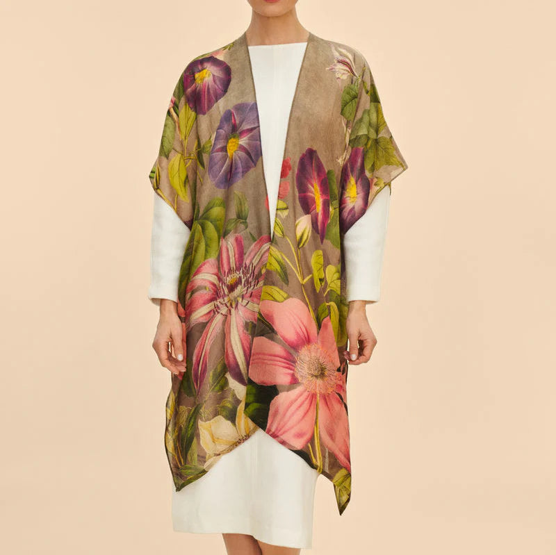 Powder, Oversized Botanicals Wool Wraparound