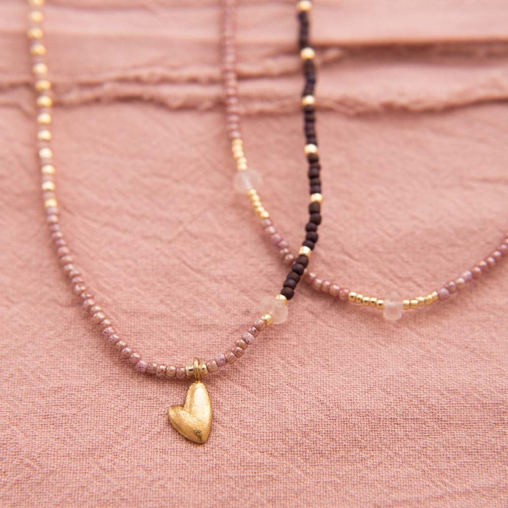 A Beautiful Story, Feel Rose Quartz Gold Necklace