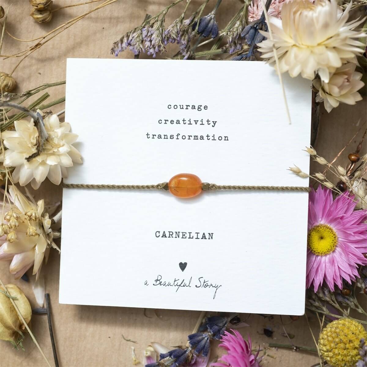 A Beautiful Story, Gemstone card Carnelian bracelet GC