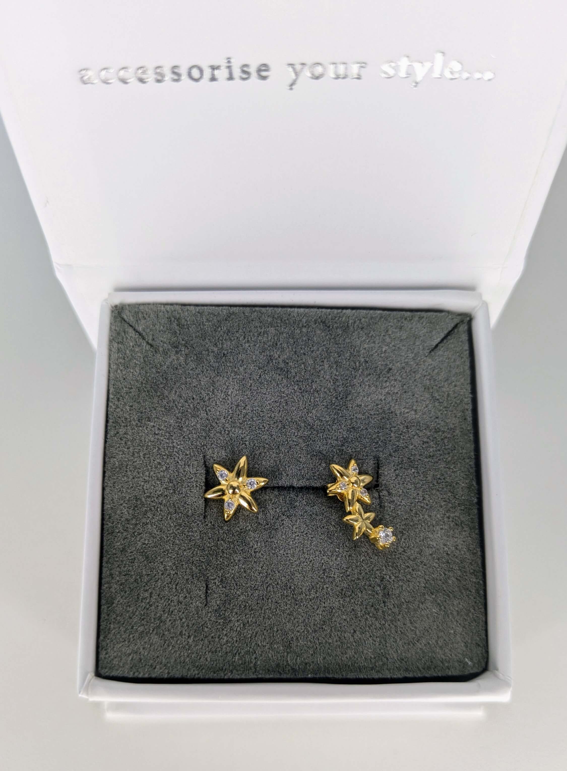 Azure, Gold Flower Stud Duo