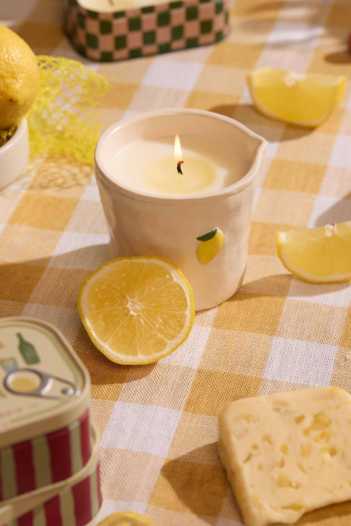 Bistro 8oz/226g Lemon Embossed Ceramic Candle - Meyer Lemon Boxed Quinlan's Gifts