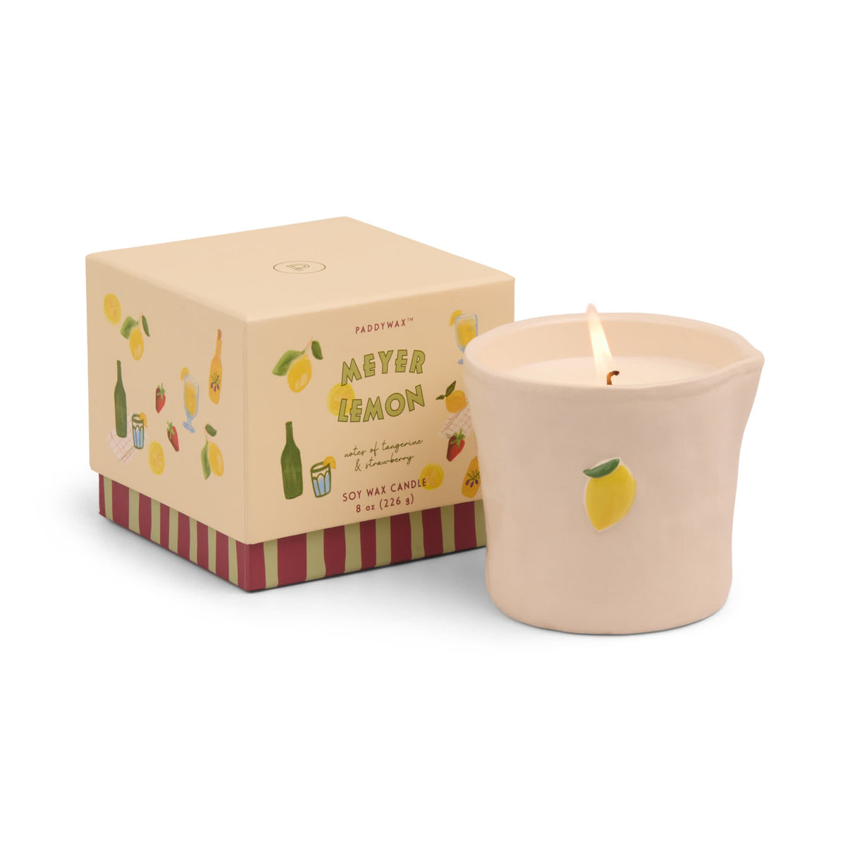 Bistro 8oz/226g Lemon Embossed Ceramic Candle - Meyer Lemon Boxed Quinlan's Gifts