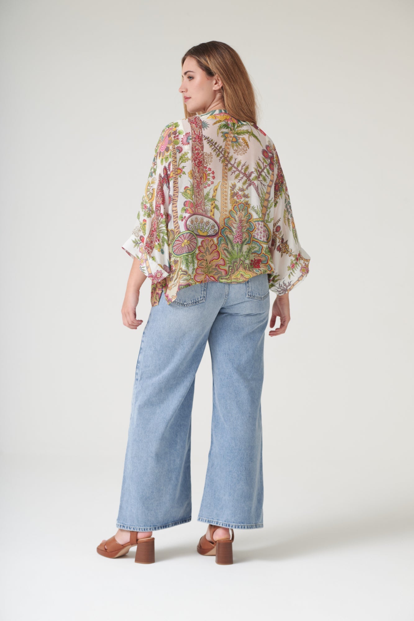 One Hundred Stars, Boho Garden Ecru Kimono