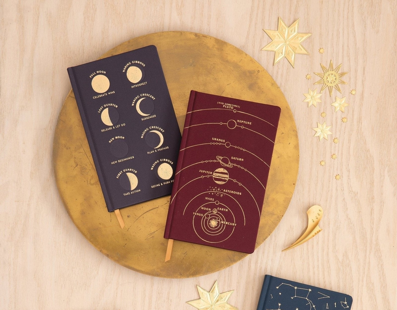 Burgundy Solar System - Matte Satin Book Cloth Journal