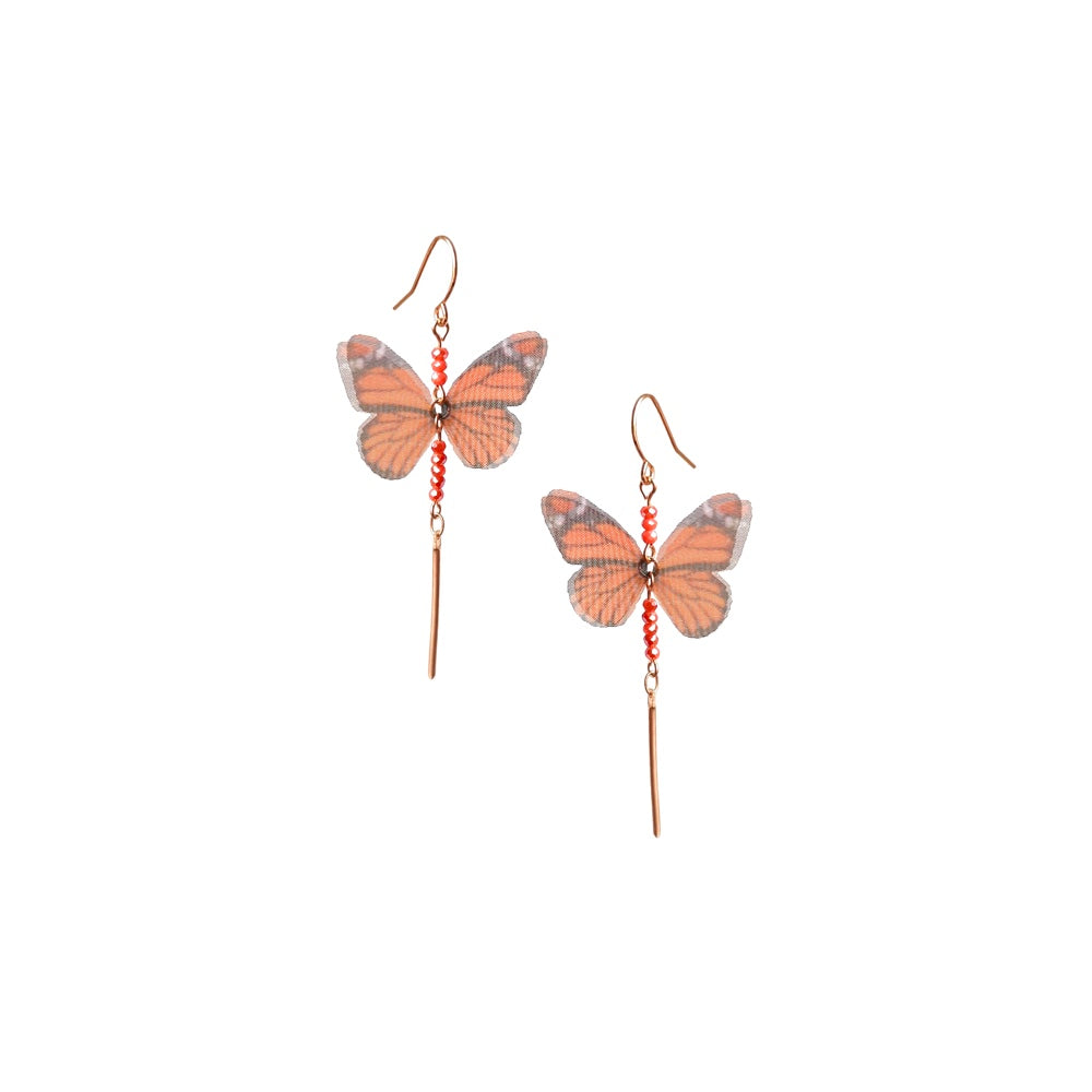 Melanie Hand, Butterfly Drop Earrings Burnt Orange