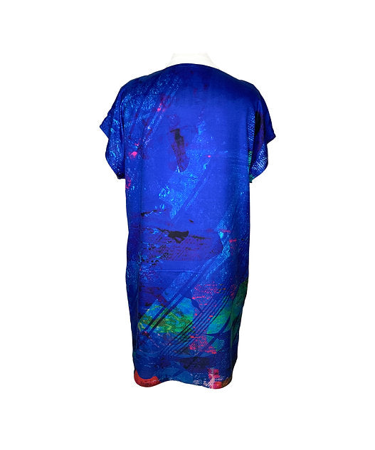 Clare O'Connor, 100% Silk Shift Dress Blue