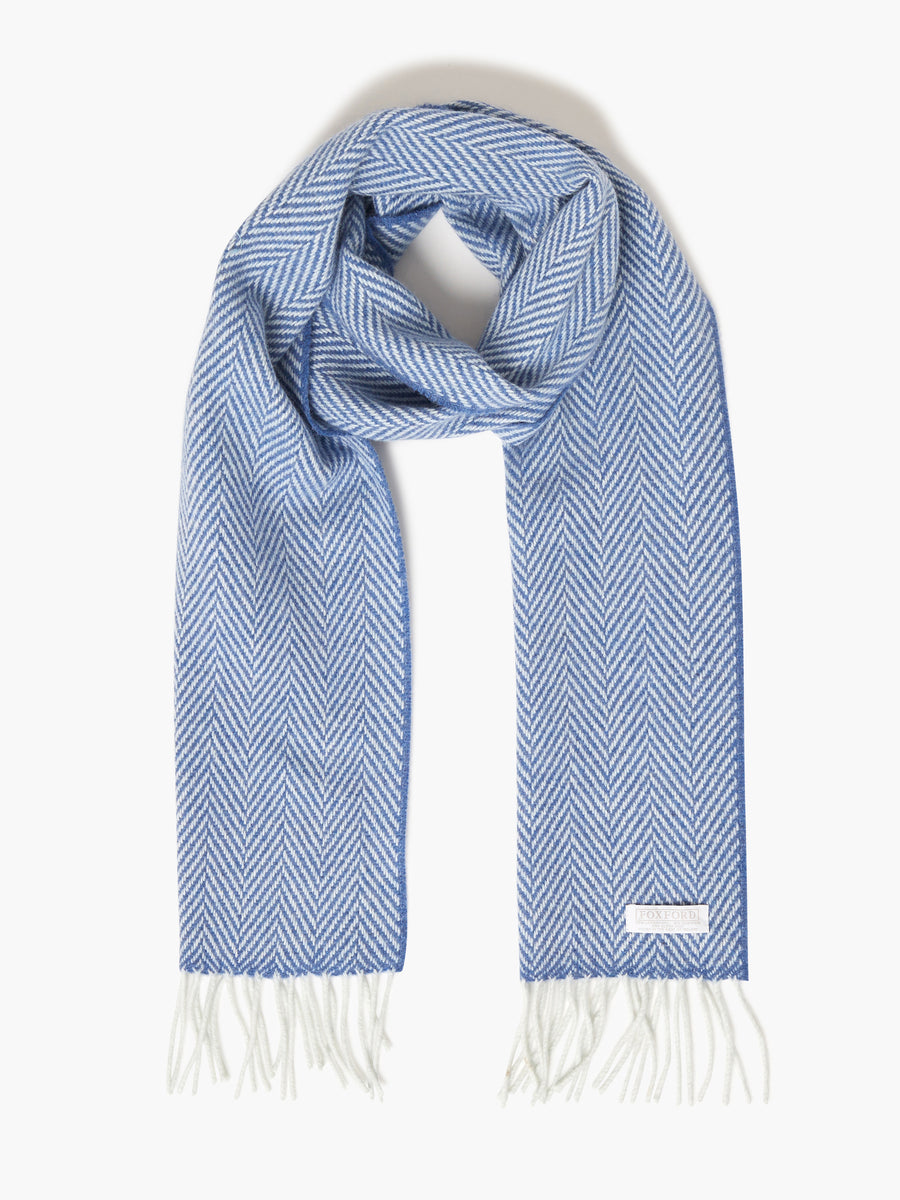 Foxford, Foxford Denim and White Cashmere Blend Scarf