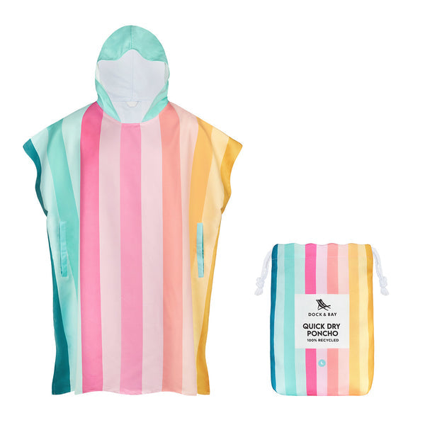 Dock and Bay, Poncho Adults - Coastal Candy - Medium (99x70cm)
