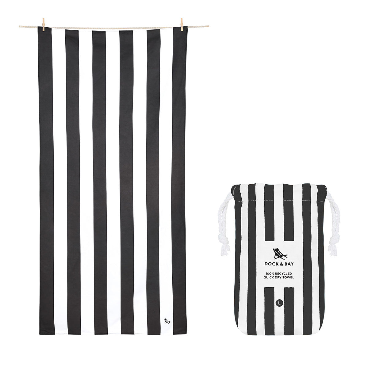 Dock and Bay, Quick Dry Towel - Kamari Charcoal - Large