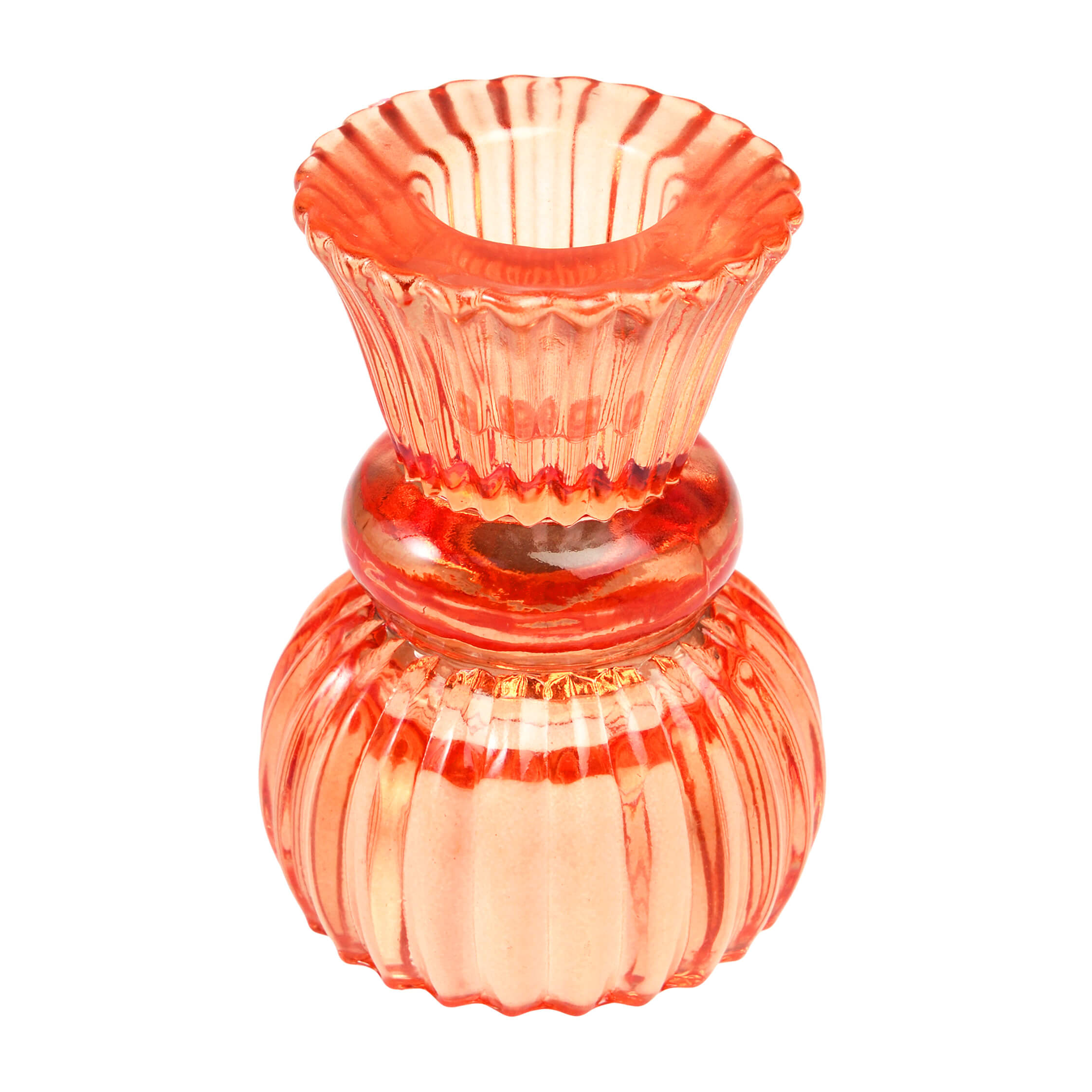 Double Ended Glass Candle Holder Orange