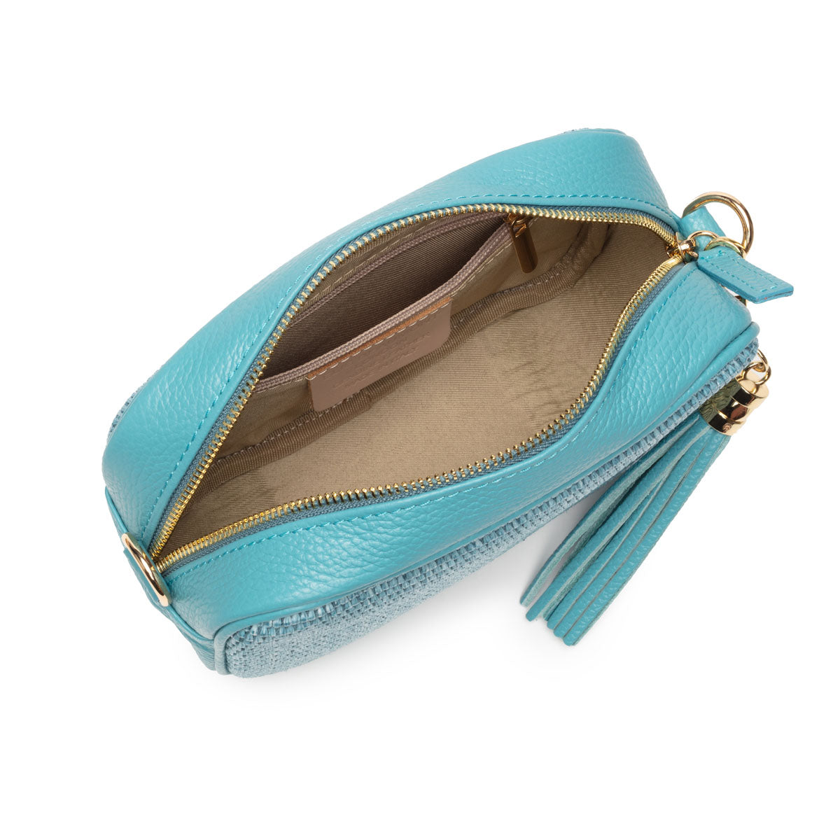 Elie Beaumont, Leather / Straw Crossbody Bag - Blue