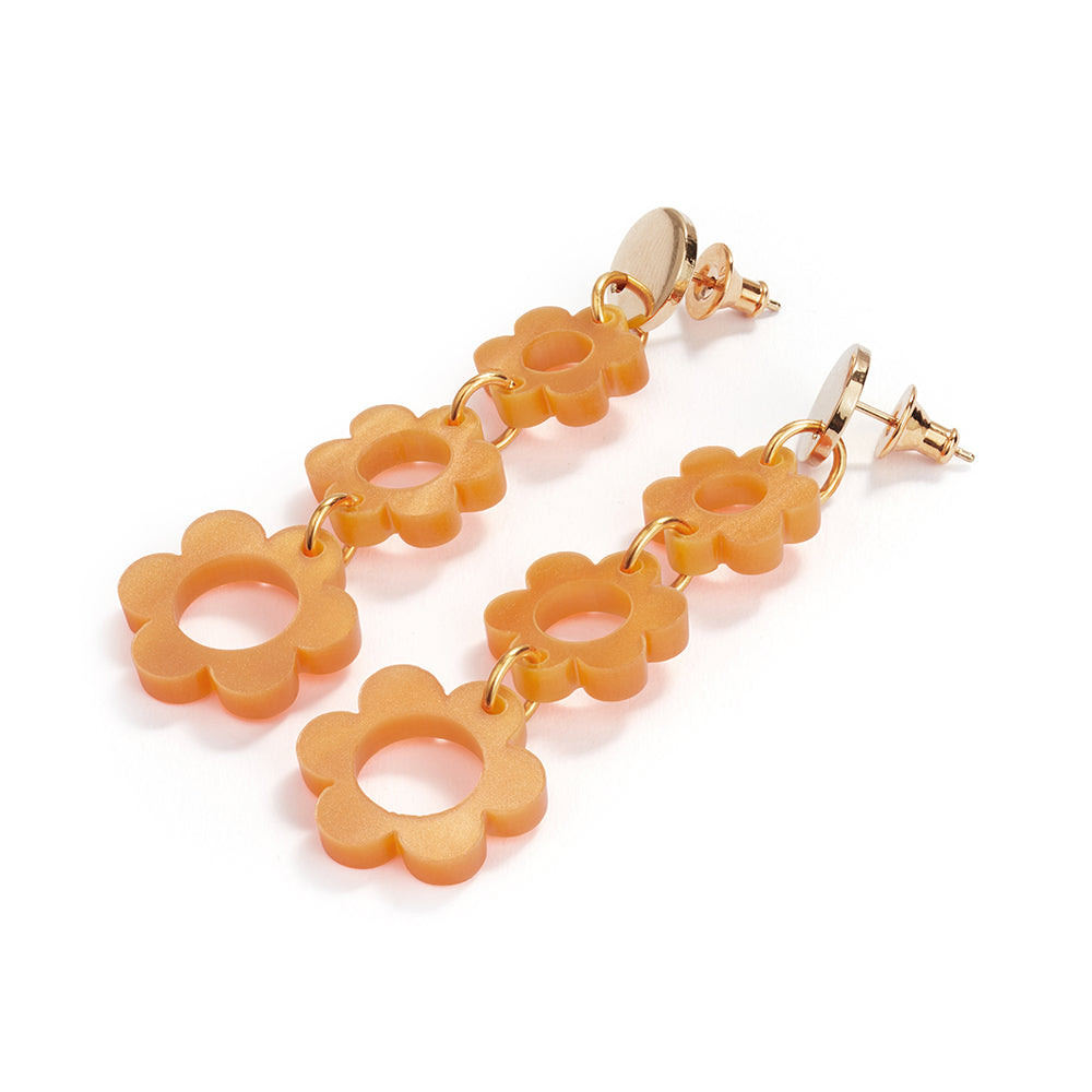 Toolally, Flower Drop Earrings (Orange)