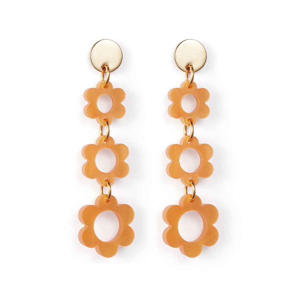 Toolally, Flower Drop Earrings (Orange)