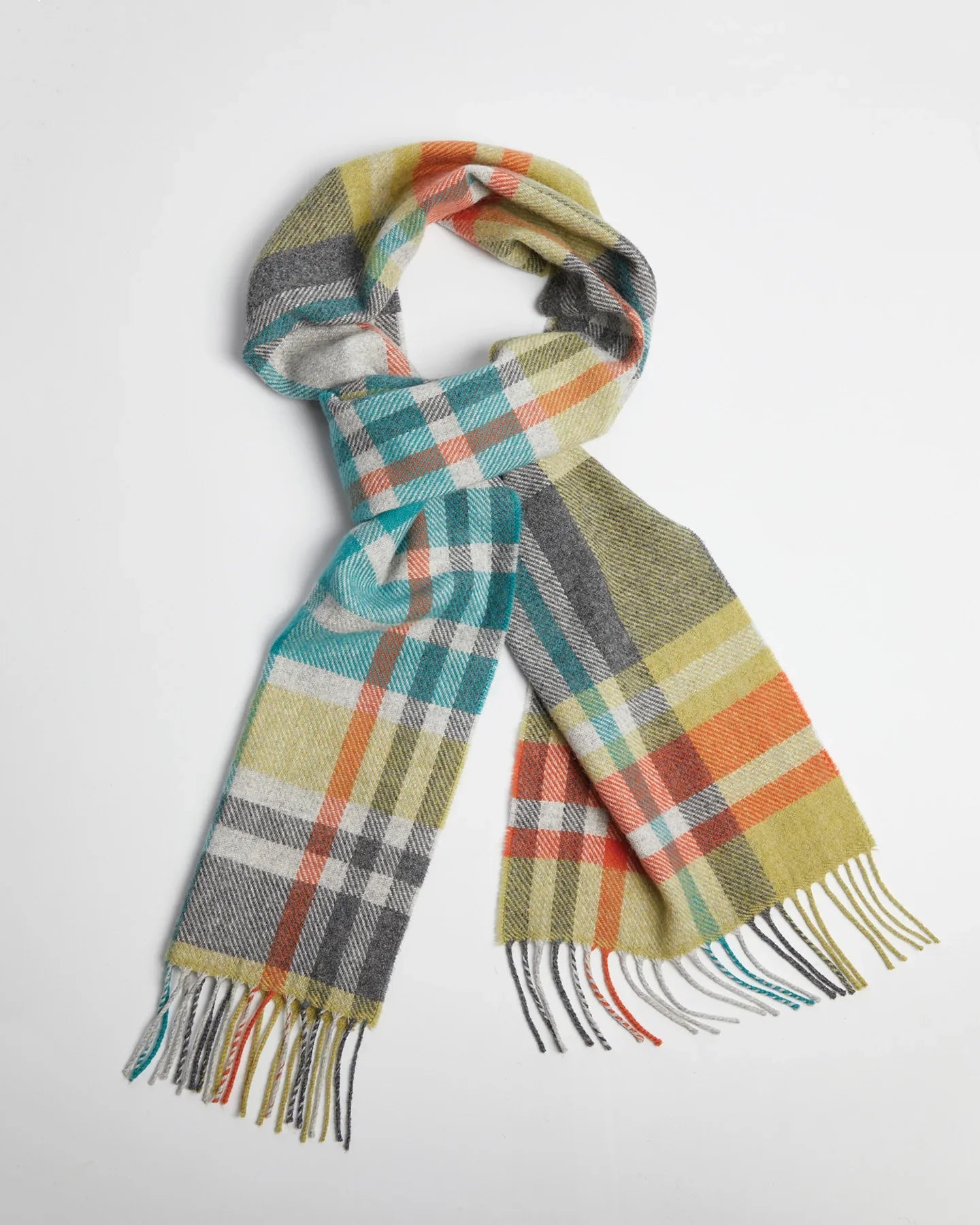 Foxford, Brights Border Check Lambswool Scarf