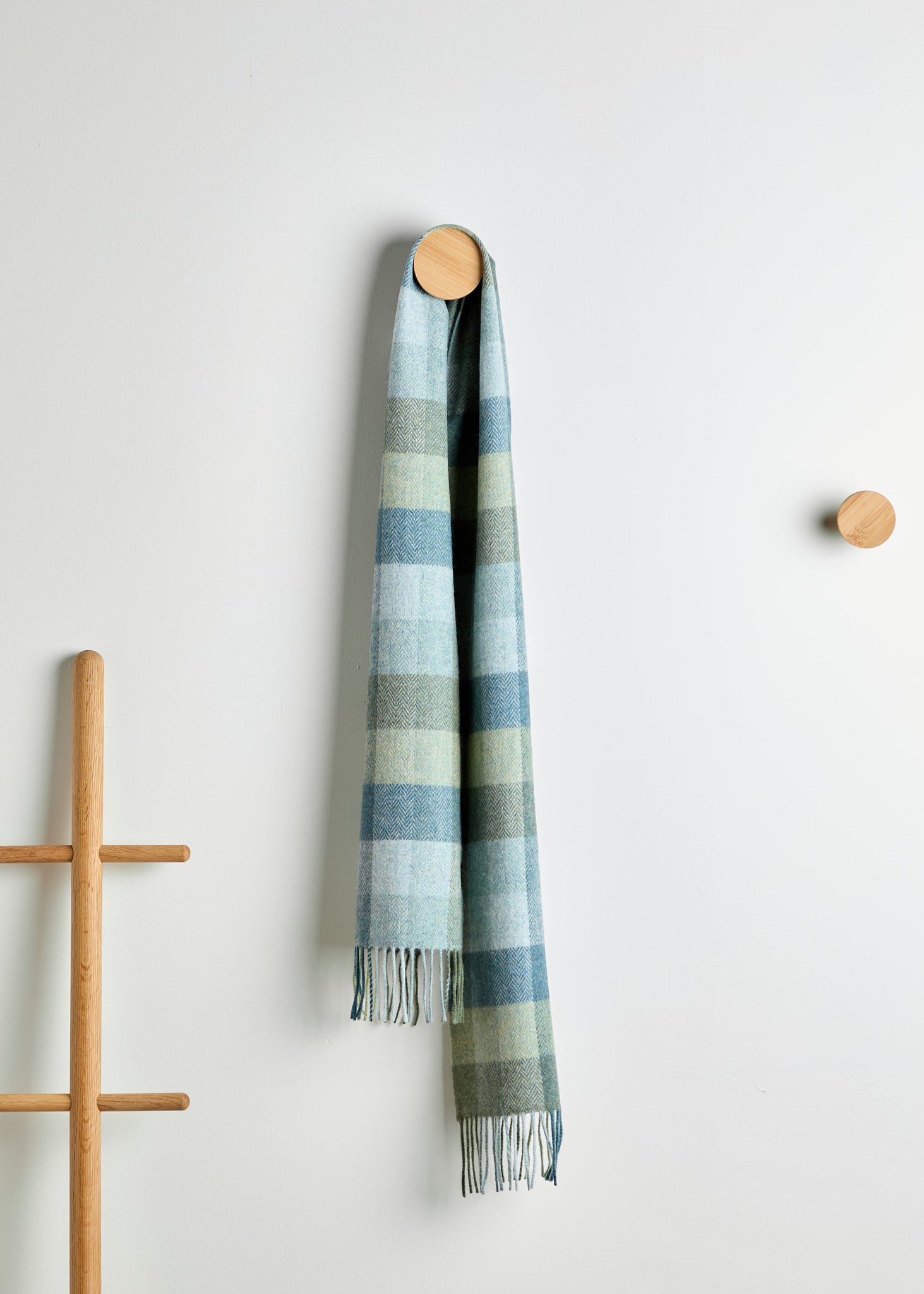 Foxford Green & Blue Check Lambswool Scarf