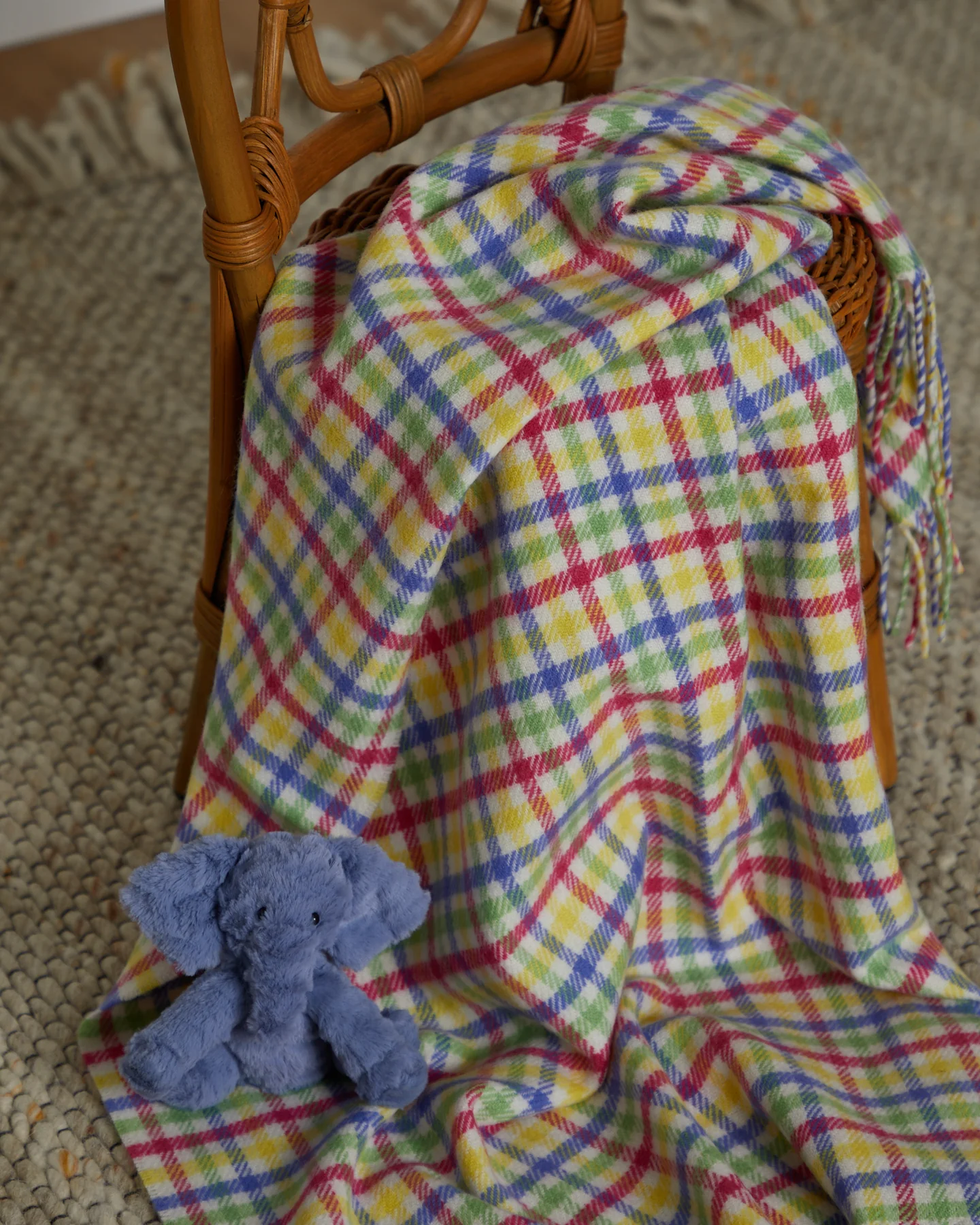 Foxford, Rainbow Check Lambswool Baby Blanket