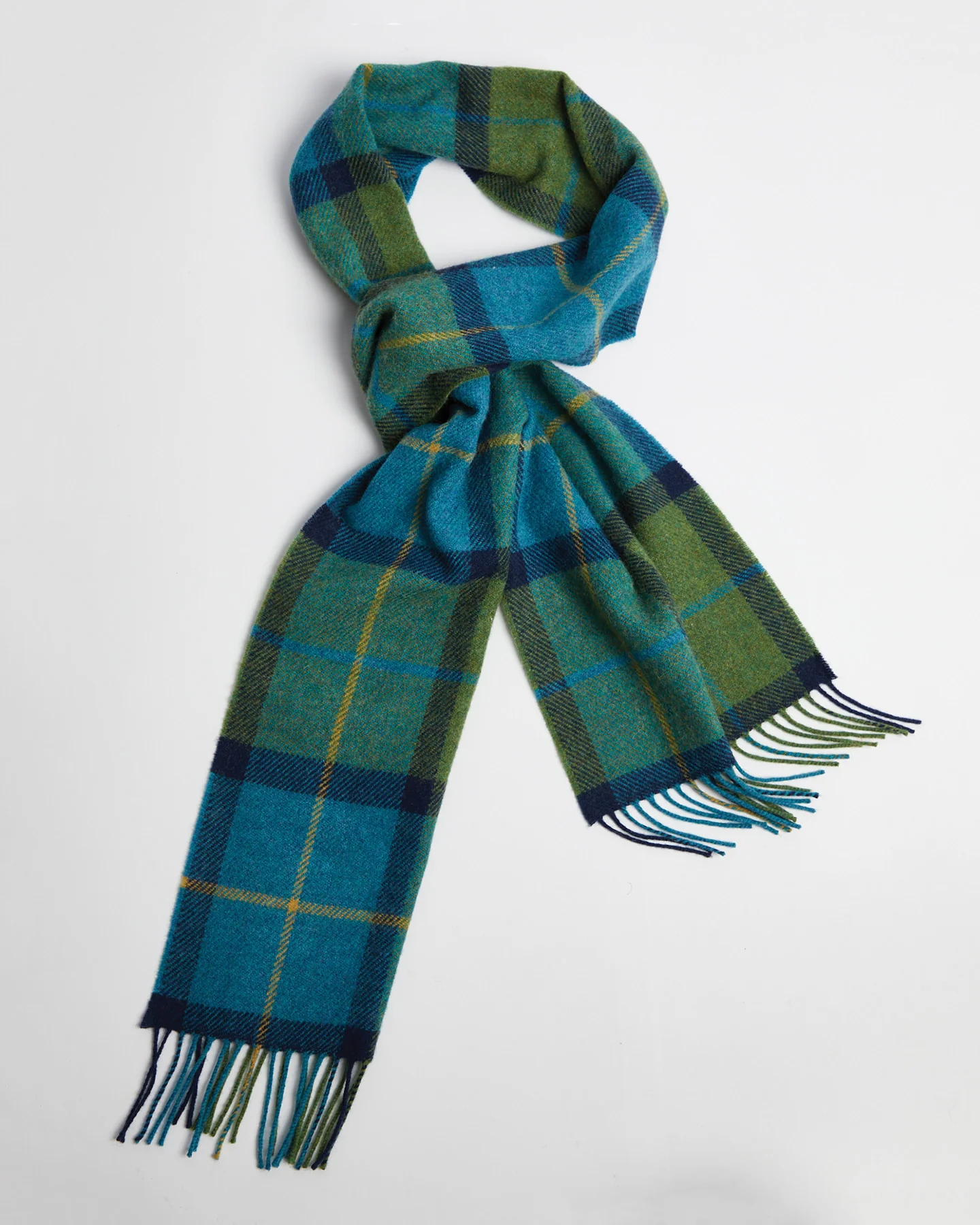 Foxford, Blue & Green Check lambswool Scarf