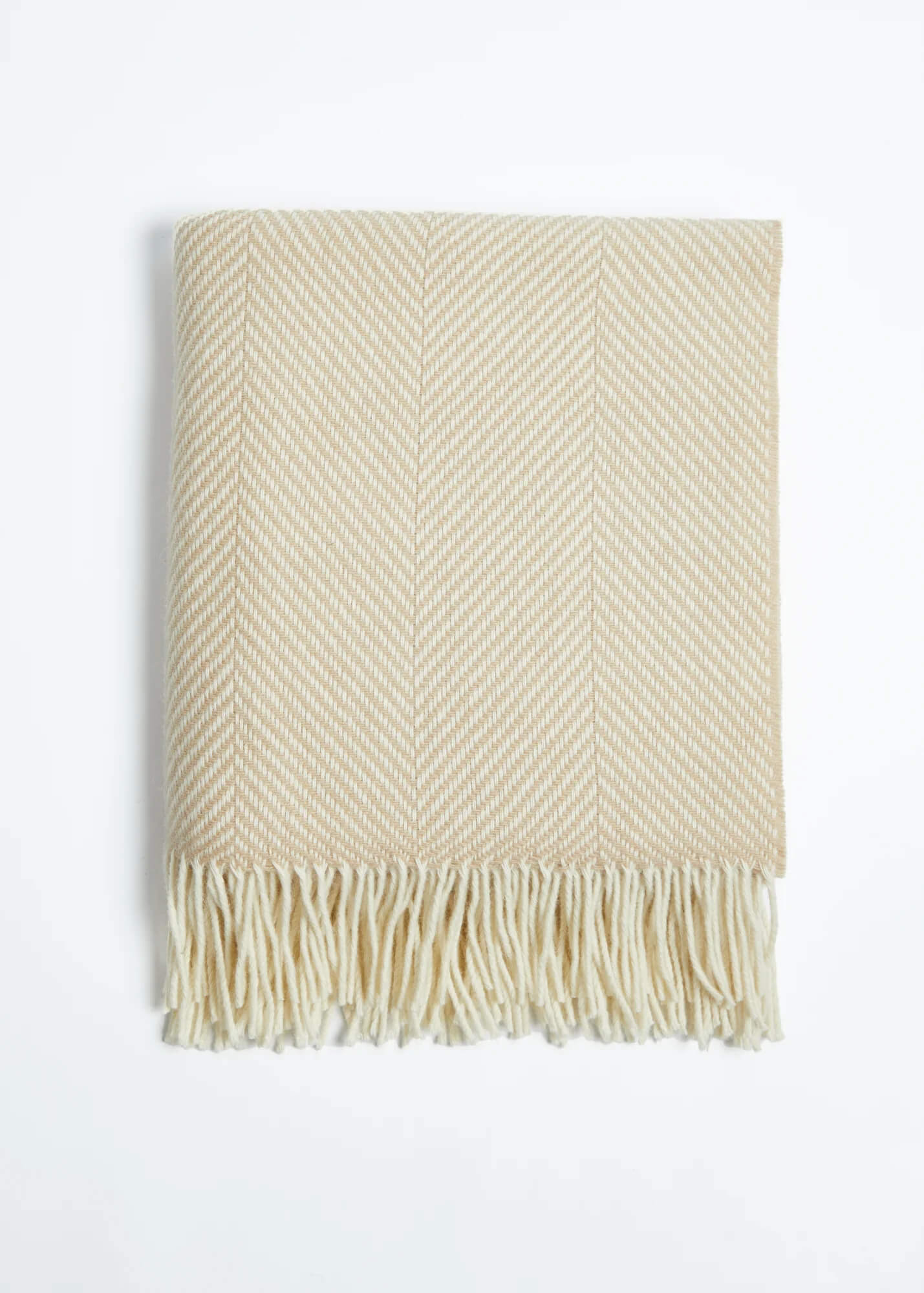 Foxford, Bone Herringbone Merino Throw