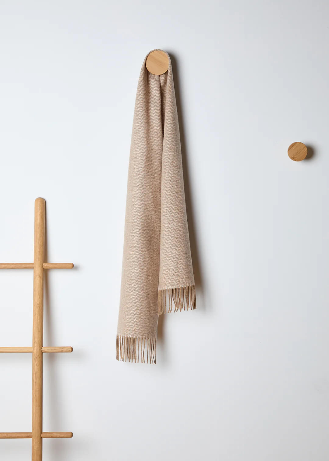Foxford, Camel Herringbone Lambswool Scarf
