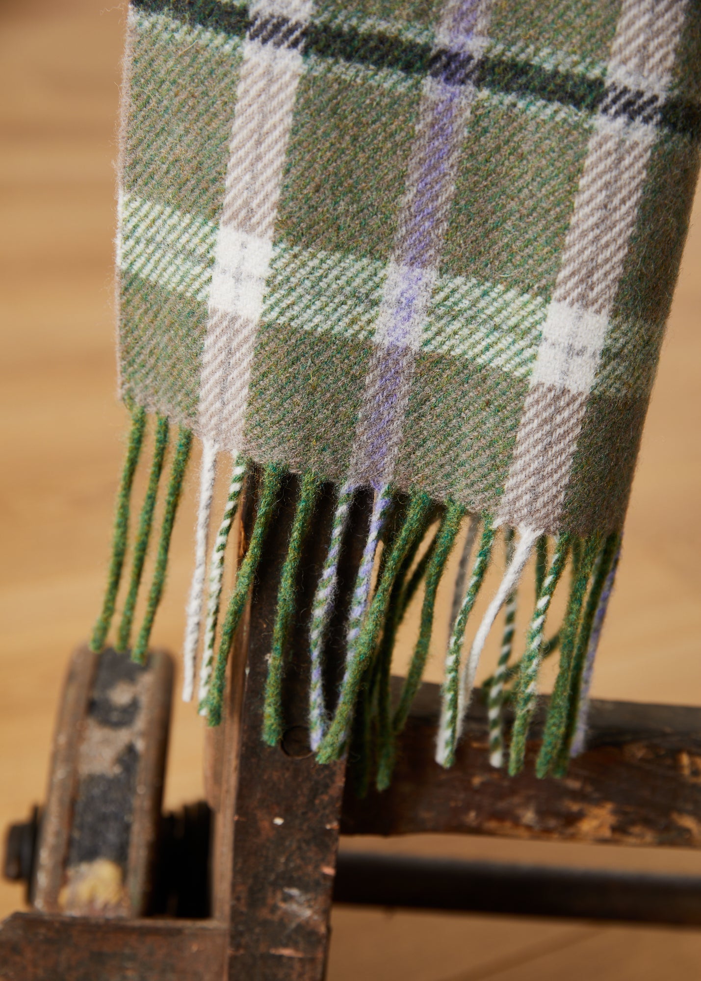 Foxford, Green and Mink Lambswool Scarf