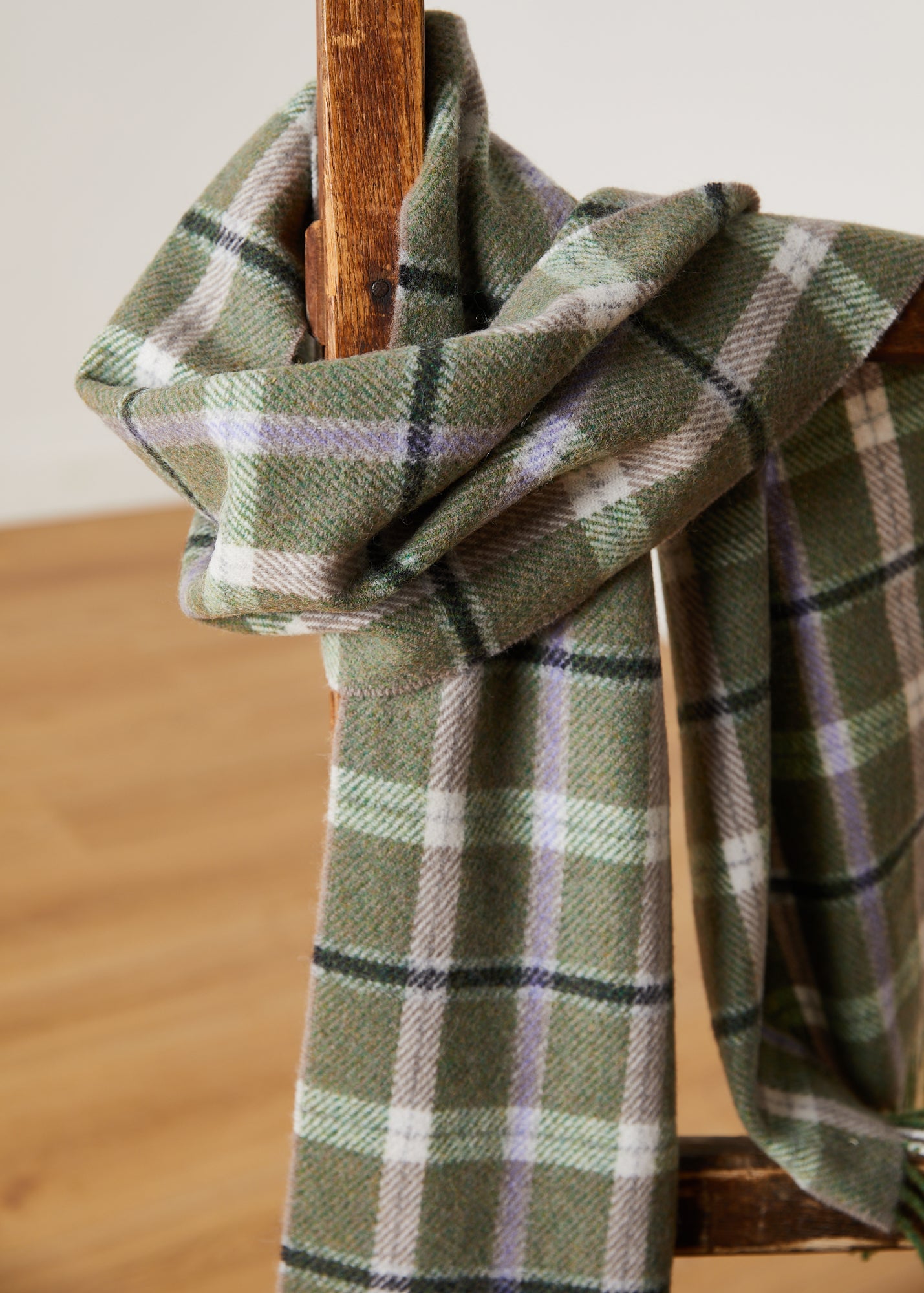 Foxford, Green and Mink Lambswool Scarf