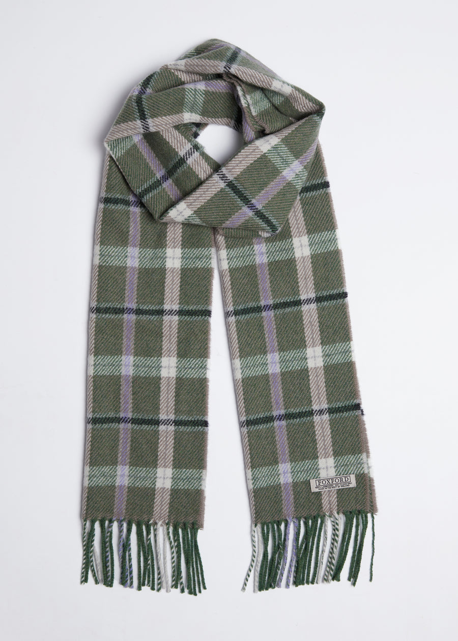 Foxford, Green and Mink Lambswool Scarf